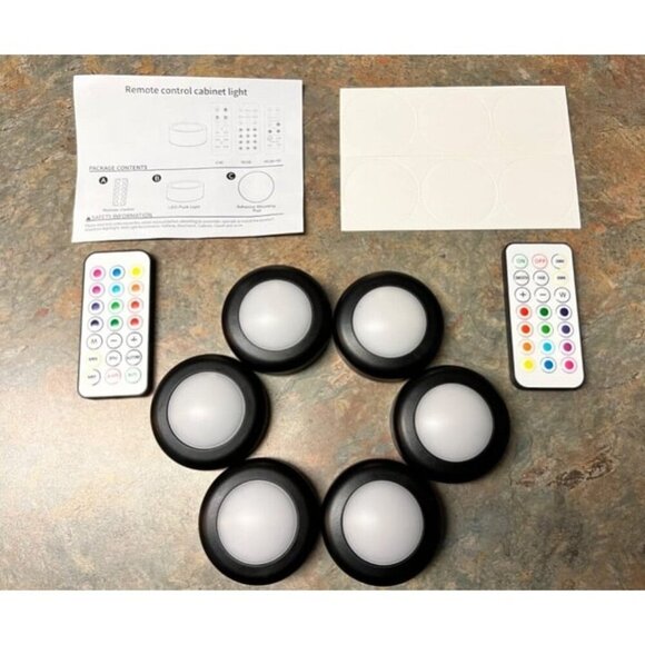 New Wireless 16 Color Changing LED Puck Light 6 Pack LED Under Cabinet Lighting - Picture 1 of 2